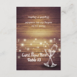 Trouwtafel Nummer Escort Champagne Glazen Hout Kaart