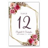 Trouwtafel nummer Floral Gold Geometrisch Paarse Kaart (Achterkant)