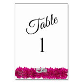Trouwtafel nummer-fuchsia orchideeën op wit- kaart (Achterkant)