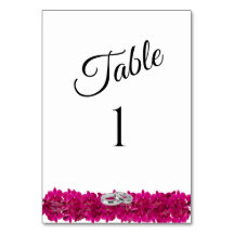 Trouwtafel nummer-fuchsia orchideeën op wit-