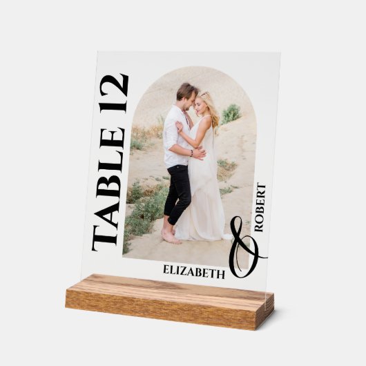 Trouwtafel nummer gebogen foto acryl bord (Hoek)