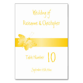 Trouwtafel nummer gele vlinder kaart