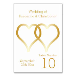 Trouwtafel nummer Gold Hearts Kaart
