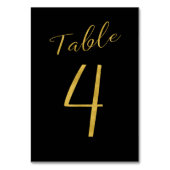 Trouwtafel nummer gouden glitter zwart elegant kaart (Achterkant)