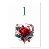 Trouwtafel nummer-hart gevormd Roos Kaart (Achterkant)