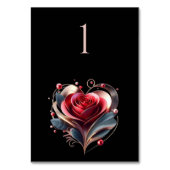 Trouwtafel nummer-hart gevormd Roos Kaart (Achterkant)