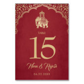 Trouwtafel nummer, Indiase bruiloft, blauw, goud Kaart (Achterkant)