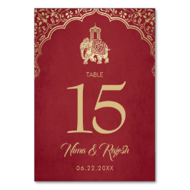 Trouwtafel nummer, Indiase bruiloft, blauw, goud Kaart
