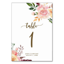 Trouwtafel nummer kaart boho floral