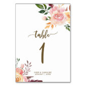 Trouwtafel nummer kaart boho floral (Achterkant)