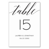 Trouwtafel Nummer Kaart, Elegant, Zwart, Wit Kaart (Achterkant)