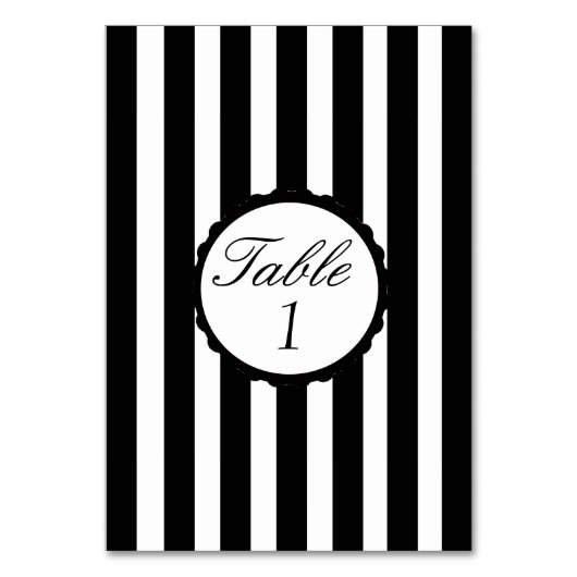 Trouwtafel nummer Kaart gestreept zwart wit (Achterkant)