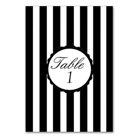 Trouwtafel nummer Kaart gestreept zwart wit (Voorkant)