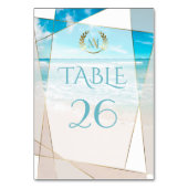 Trouwtafel nummer Kaart | Modern Monogram strand (Voorkant)