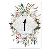 Trouwtafel nummer kaart wit bloemengroen (Achterkant)