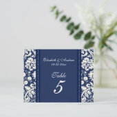 Trouwtafel Nummer Kaarten Blauw Damask (Staand voorkant)