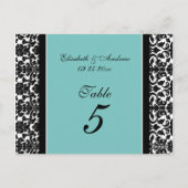 Trouwtafel nummer Kaarten Blauwgroen Damask (Achterkant)