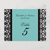 Trouwtafel nummer Kaarten Blauwgroen Damask (Voorkant)