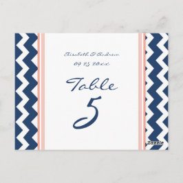Trouwtafel nummer Kaarten Coral Blue Chevron