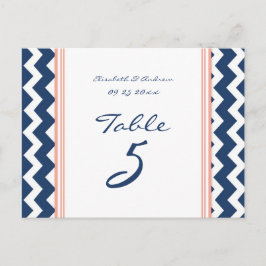 Trouwtafel nummer Kaarten Coral Blue Chevron