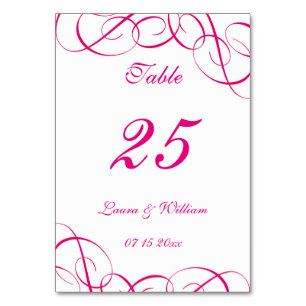 Trouwtafel nummer Kaarten Fuchsia Swirls Design