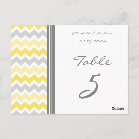 Trouwtafel Nummer Kaarten Geel Grijs Chevron (Achterkant)