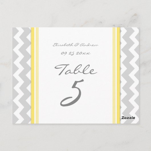 Trouwtafel Nummer Kaarten Geel Grijs Chevron (Achterkant)