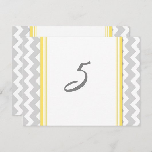 Trouwtafel Nummer Kaarten Geel Grijs Chevron (Voorkant / Achterkant)