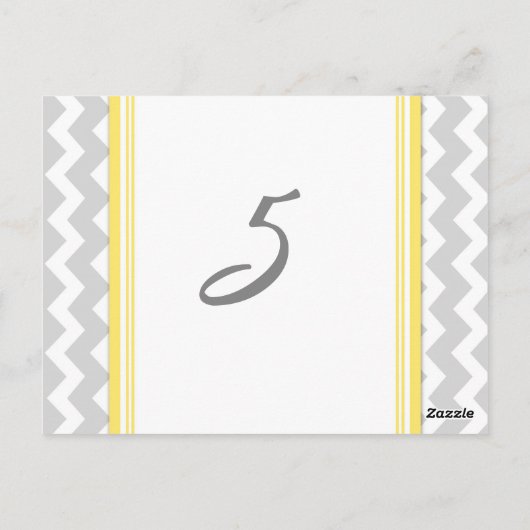 Trouwtafel Nummer Kaarten Geel Grijs Chevron (Achterkant)