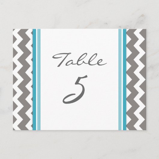 Trouwtafel Nummer Kaarten Grijs Blauwgroen Chevron (Voorkant)