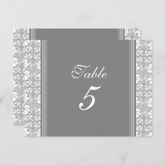 Trouwtafel Nummer Kaarten Grijs Damask (Voorkant / Achterkant)