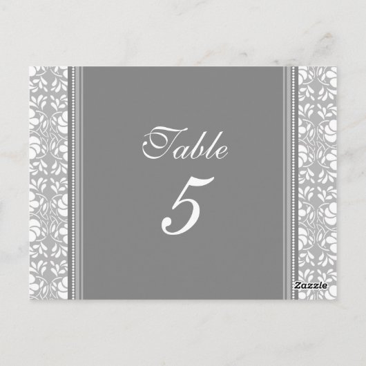 Trouwtafel Nummer Kaarten Grijs Damask (Achterkant)