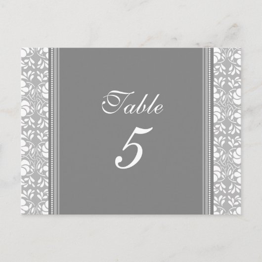 Trouwtafel Nummer Kaarten Grijs Damask (Voorkant)