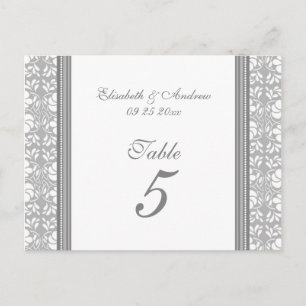 Trouwtafel Nummer Kaarten Grijs Damask