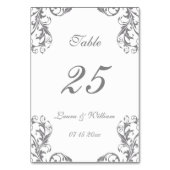 Trouwtafel nummer Kaarten | Grijs Damaskontwerp (Achterkant)