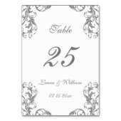 Trouwtafel nummer Kaarten | Grijs Damaskontwerp (Voorkant)