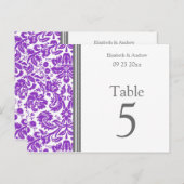 Trouwtafel Nummer Kaarten Grijs Paarse (Voorkant / Achterkant)