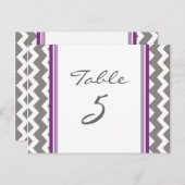 Trouwtafel Nummer Kaarten Grijs Paarse Chevron (Voorkant / Achterkant)