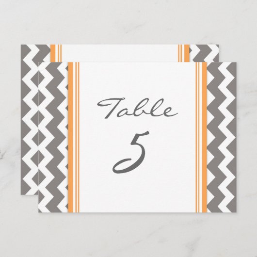 Trouwtafel Nummer Kaarten Grijs Sinaasappel Chevro (Voorkant / Achterkant)