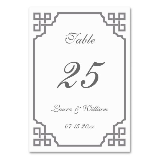 Trouwtafel nummer Kaarten | Grijze Vintage (Voorkant)