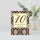 Trouwtafel Nummer Kaarten Ivoor Brown Damask (Staand voorkant)
