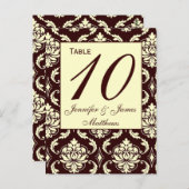 Trouwtafel Nummer Kaarten Ivoor Brown Damask (Voorkant / Achterkant)