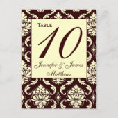 Trouwtafel Nummer Kaarten Ivoor Brown Damask (Voorkant)