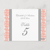 Trouwtafel Nummer Kaarten Koraal Grijs Damask (Achterkant)