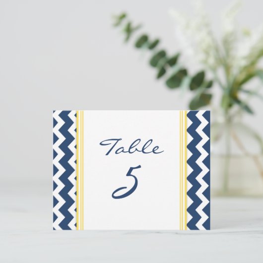 Trouwtafel Nummer Kaarten Lemon Blue Chevron (Staand voorkant)