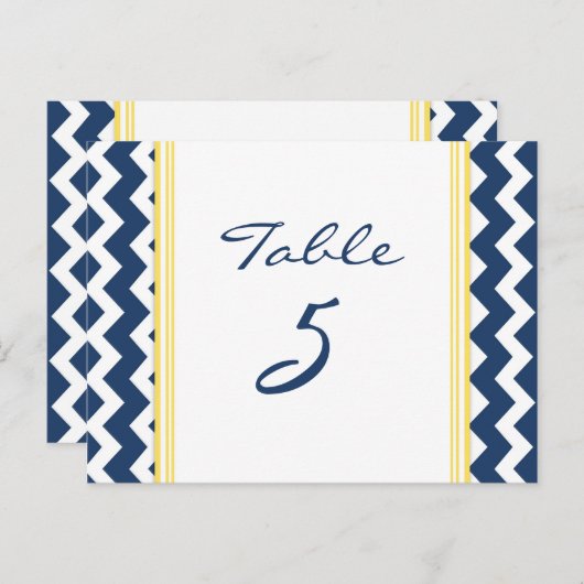 Trouwtafel Nummer Kaarten Lemon Blue Chevron (Voorkant / Achterkant)
