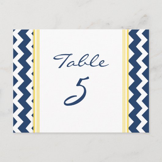 Trouwtafel Nummer Kaarten Lemon Blue Chevron (Voorkant)