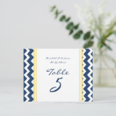 Trouwtafel Nummer Kaarten Lemon Blue Chevron (Staand voorkant)