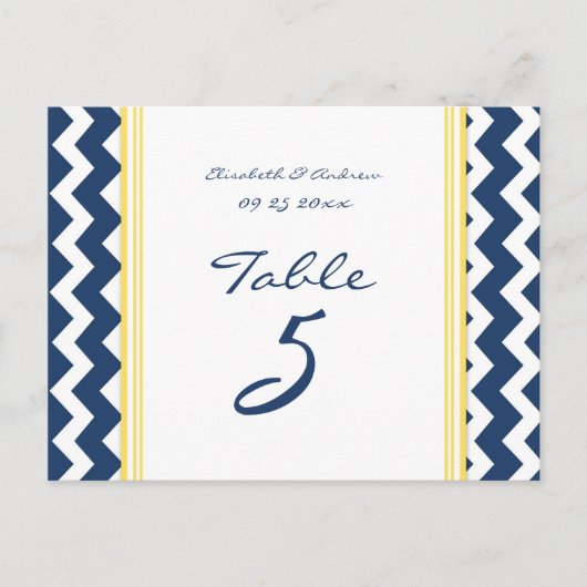 Trouwtafel Nummer Kaarten Lemon Blue Chevron (Voorkant)