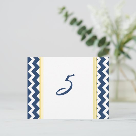 Trouwtafel Nummer Kaarten Lemon Blue Chevron (Staand voorkant)